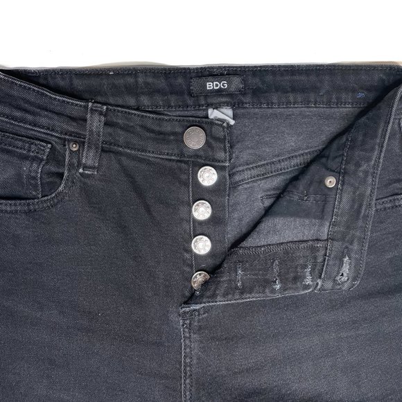 Custom Urban Outfitters BDG Black Stretch Short Flare Denim with Butto - Picture 5 of 5